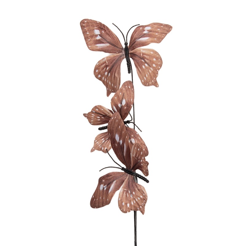Clayre & Eef Decorative Branch Butterfly 10x10x65 cm Brown Textile