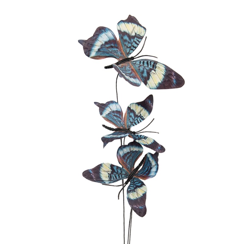 Clayre & Eef Decoratie Tak Vlinder 10x10x65 cm Blauw Textiel