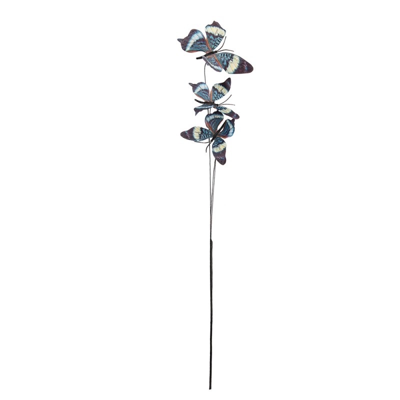 Clayre & Eef Decoratie Tak Vlinder 10x10x65 cm Blauw Textiel