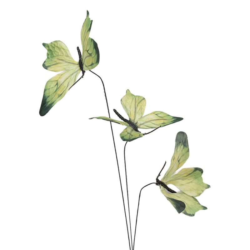 Clayre & Eef Dekoration Ast Schmetterling 10x10x65 cm Gelb Textil