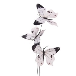 Clayre & Eef Decorative Branch Butterfly 10x10x65 cm White Textile