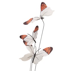 Clayre & Eef Dekoration Ast Schmetterling 10x10x65 cm Beige Textil
