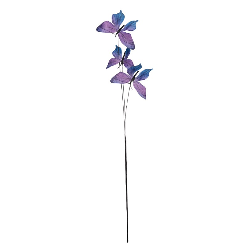 Clayre & Eef Ramo di decorazione Farfalla 10x10x65 cm Viola Tessuto