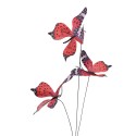Clayre & Eef Decoratie Tak Vlinder 10x10x65 cm Rood Textiel