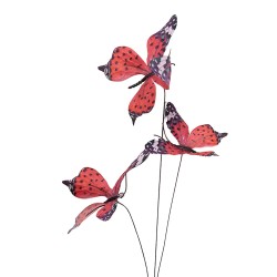 Clayre & Eef Decoratie Tak Vlinder 10x10x65 cm Rood Textiel