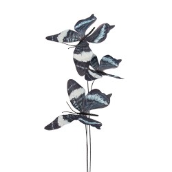 Clayre & Eef Decoratie Tak Vlinder 10x10x65 cm Grijs Textiel