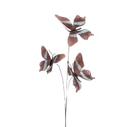 Clayre & Eef Ramo di decorazione Farfalla 10x10x65 cm Marrone Tessuto