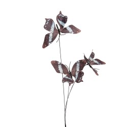 Clayre & Eef Branche décoration Papillon 10x10x65 cm Marron Textile