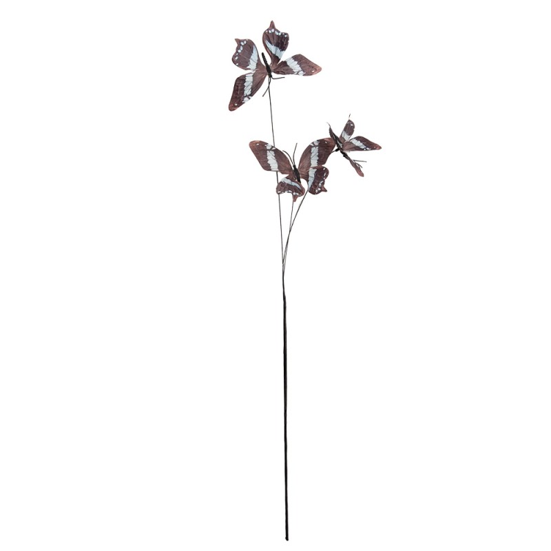 Clayre & Eef Dekoration Ast Schmetterling 10x10x65 cm Braun Textil