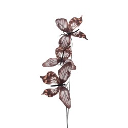 Clayre & Eef Dekoration Ast Schmetterling 10x10x65 cm Braun Textil