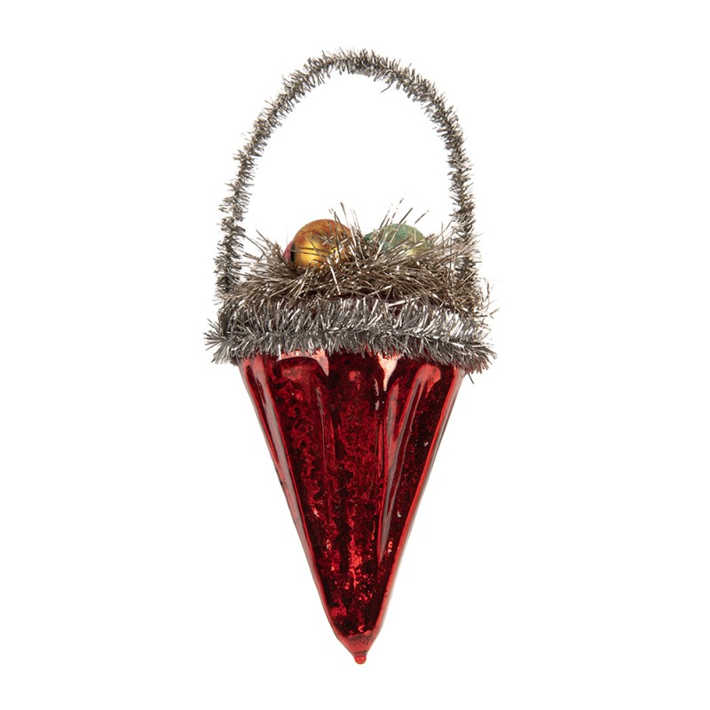 Clayre & Eef Weihnachtsanhänger Ø 7x10 cm Rot Glas