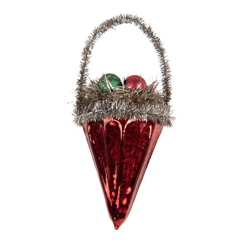 Clayre & Eef Weihnachtsanhänger Ø 7x10 cm Rot Glas