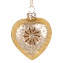 Clayre & Eef Pendentif de Noël Coeur 5x3x7 cm Couleur or Verre