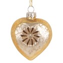 Clayre & Eef Pendentif de Noël Coeur 5x3x7 cm Couleur or Verre