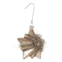 Clayre & Eef Pendentif de Noël Étoile 10x8x9 cm Couleur argent Verre