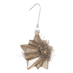 Clayre & Eef Pendentif de Noël Étoile 10x8x9 cm Couleur argent Verre