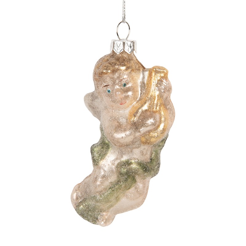 Clayre & Eef Christmas Ornament Angel 5x3x10 cm Silver colored Glass