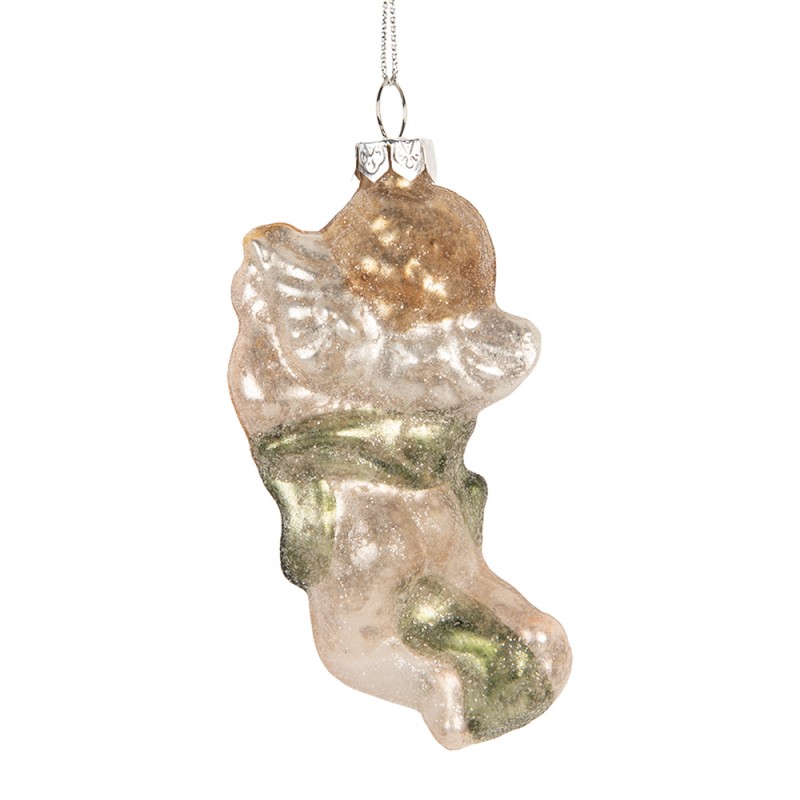 Clayre & Eef Christmas Ornament Angel 5x3x10 cm Silver colored Glass