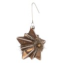 Clayre & Eef Christmas Ornament Star 10x8x9 cm Gold colored Glass
