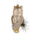 Clayre & Eef Christmas Ornament Owl 6x5x12 cm Gold colored Glass