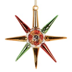 Clayre & Eef Kersthanger 11x3x11 cm Goudkleurig Glas