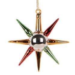 Clayre & Eef Kersthanger 11x3x11 cm Goudkleurig Glas