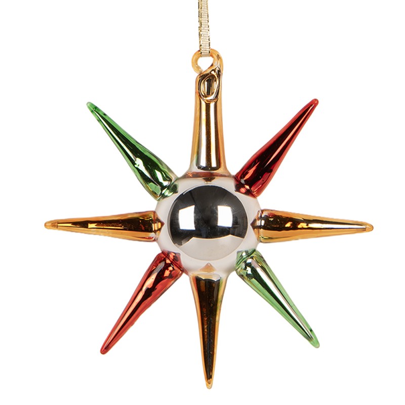 Clayre & Eef Kersthanger 11x3x11 cm Goudkleurig Glas