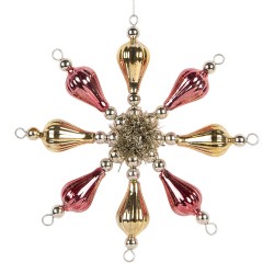 Clayre & Eef Kersthanger 16x3x16 cm Roze Glas