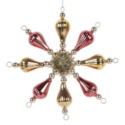 Clayre & Eef Kersthanger 16x3x16 cm Roze Glas