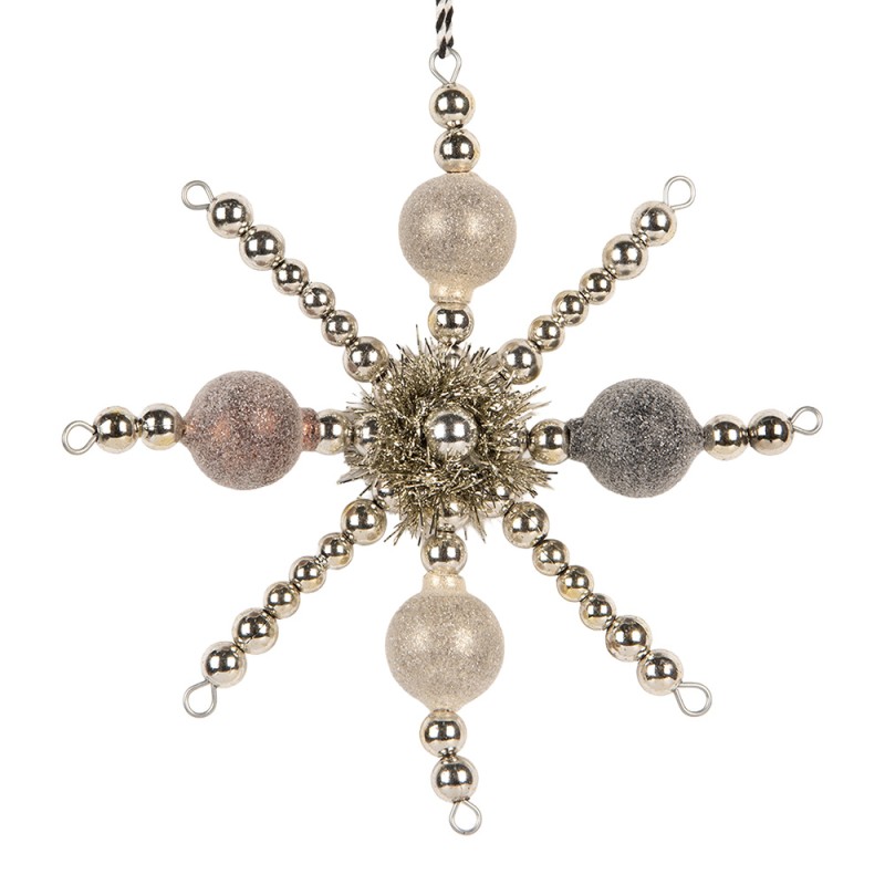 Clayre & Eef Kersthanger 16x3x16 cm Zilverkleurig Glas