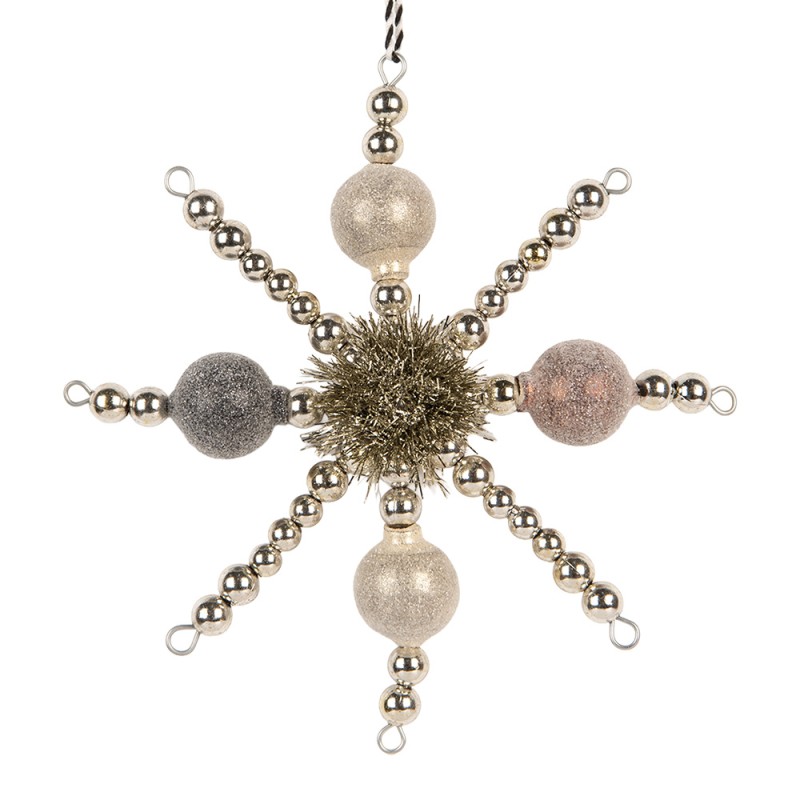 Clayre & Eef Kersthanger 16x3x16 cm Zilverkleurig Glas