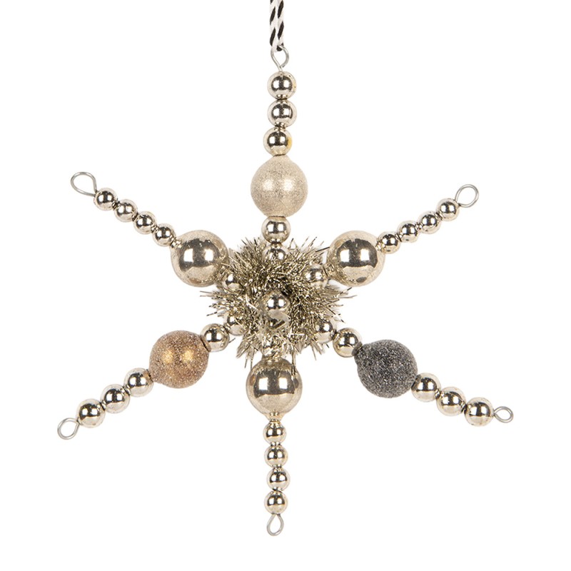 Clayre & Eef Kersthanger 16x3x16 cm Zilverkleurig Glas