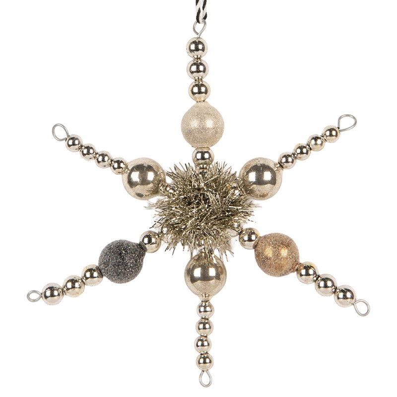 Clayre & Eef Kersthanger 16x3x16 cm Zilverkleurig Glas