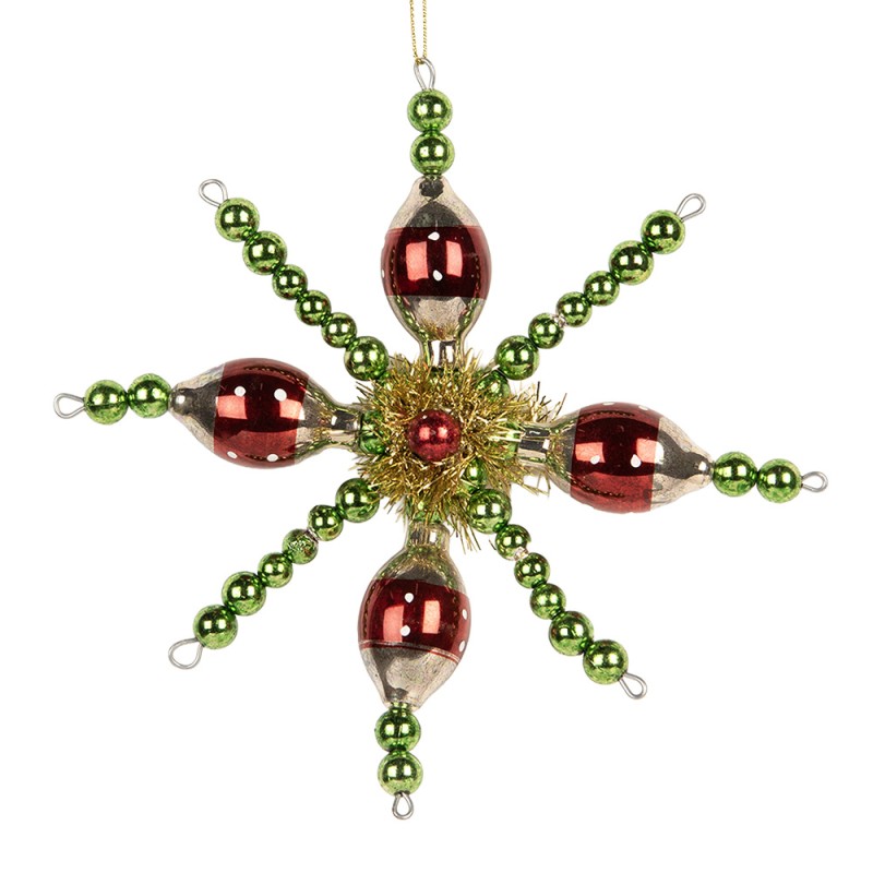 Clayre & Eef Kersthanger 16x3x16 cm Groen Glas