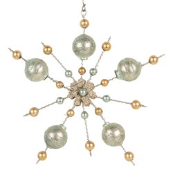 Clayre & Eef Kersthanger 17x3x17 cm Goudkleurig Glas