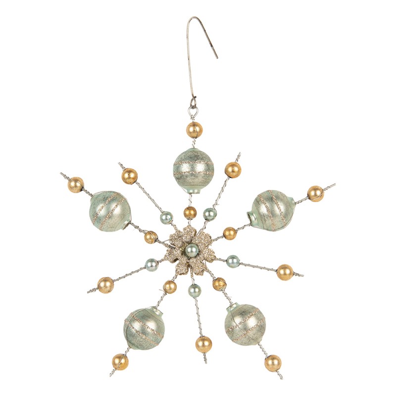 Clayre & Eef Kersthanger 17x3x17 cm Goudkleurig Glas