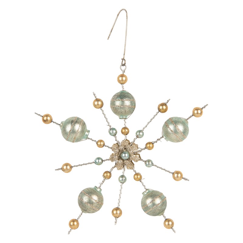 Clayre & Eef Kersthanger 17x3x17 cm Goudkleurig Glas