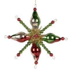 Clayre & Eef Kersthanger 17x3x17 cm Groen Glas