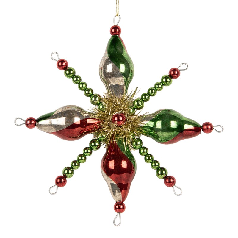 Clayre & Eef Kersthanger 17x3x17 cm Groen Glas