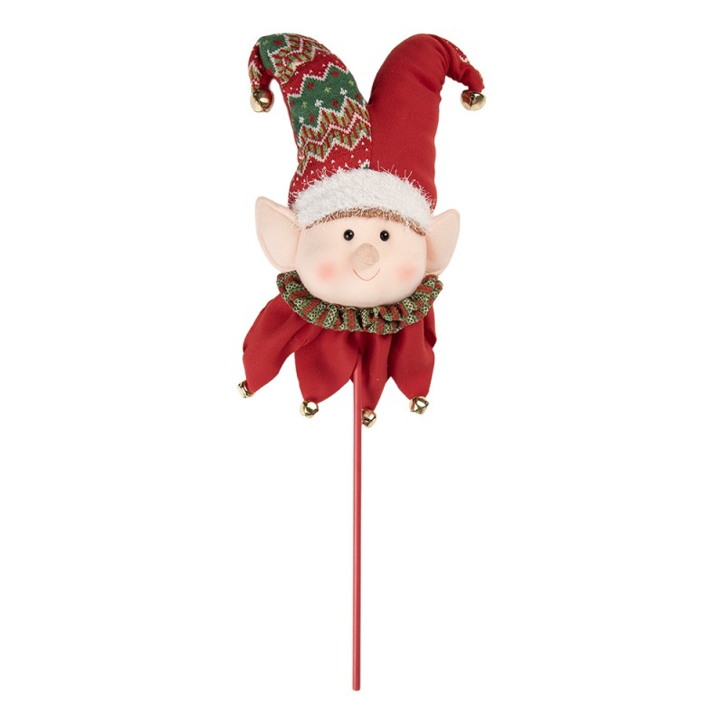 Clayre & Eef Christmas Decoration Elf 20x15x80 cm Red Wood