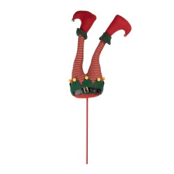 Clayre & Eef Christmas Decoration Elf legs 20x10x90 cm Red Wood