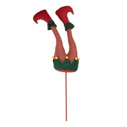 Clayre & Eef Christmas Decoration Elf legs 20x10x90 cm Red Wood