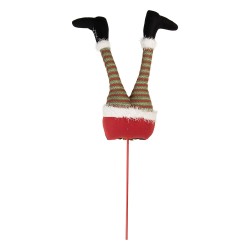Clayre & Eef Christmas Decoration Elf legs 20x10x82 cm Red Wood