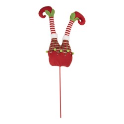 Clayre & Eef Christmas Decoration Elf legs 20x8x82 cm Red Wood