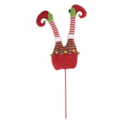 Clayre & Eef Christmas Decoration Elf legs 20x8x82 cm Red Wood
