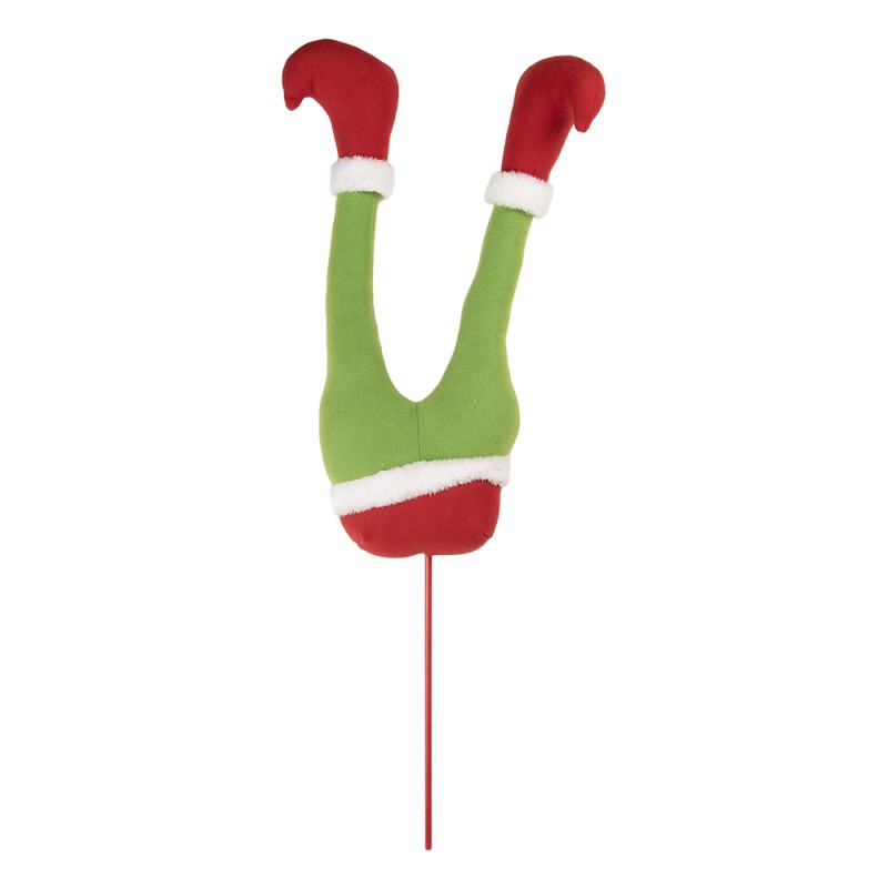 Clayre & Eef Christmas Decoration Elf legs 20x10x80 cm Green Wood