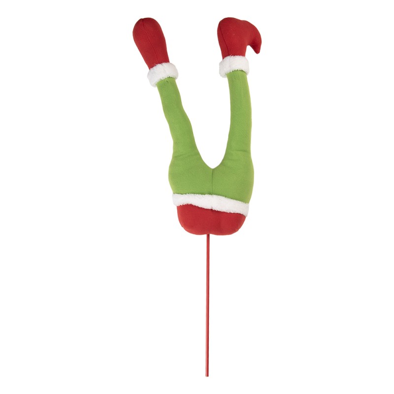 Clayre & Eef Christmas Decoration Elf legs 20x10x80 cm Green Wood