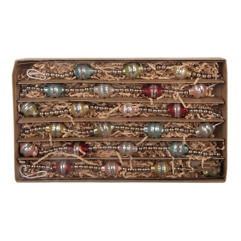 Clayre & Eef Decoration Christmas Garland Ø 2x180 cm Silver colored Glass