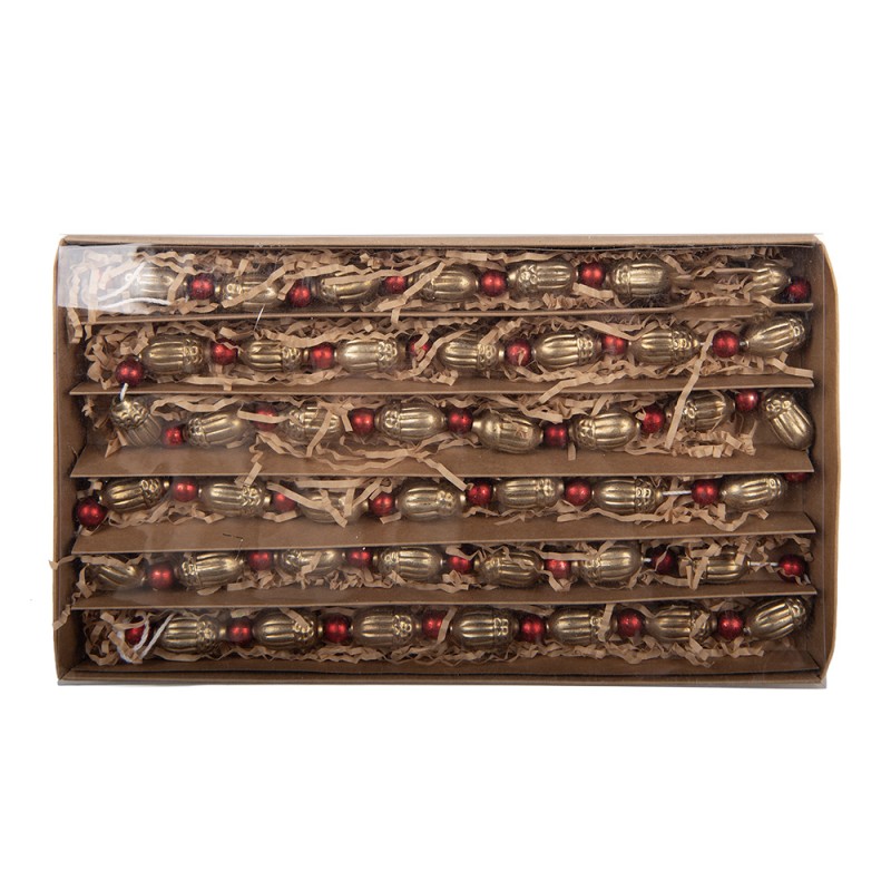 Clayre & Eef Decoration Christmas Garland Ø 2x180 cm Gold colored Glass