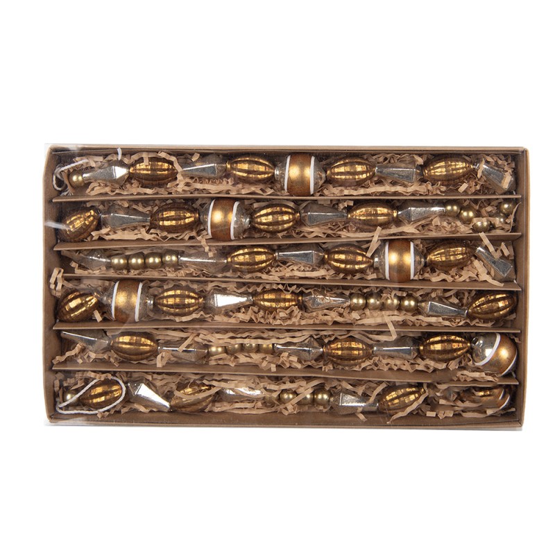 Clayre & Eef Decoration Christmas Garland Ø 2x180 cm Gold colored Glass